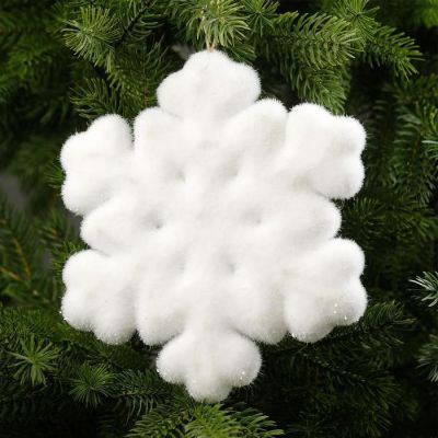 Светодиодная фигура «Снежинка» 20 см, флок, батарейки CR2032х2, свечение тёплое белое