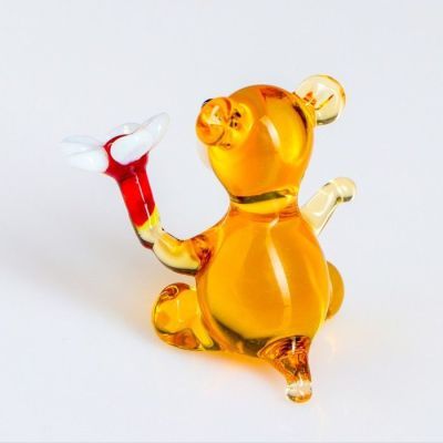 Сувенир из стекла "Мишка с ромашкой"