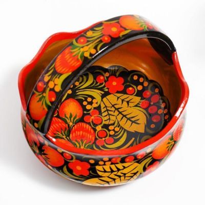 Конфетница «Корзинка», 14×14×15 см, хохлома