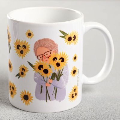 Кружка с сублимацией "Кружка для бабушки" подсолнухи, 320 мл