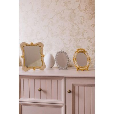 Зеркало интерьерное, зеркальная поверхность 11 × 16 см, цвет бежевый/золотистый