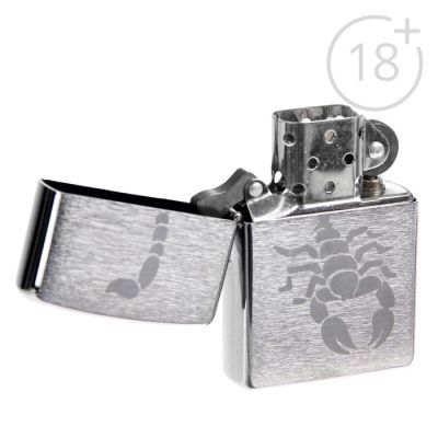 Зажигалка ZIPPO 200 Scorpion с покрытием Brushed Chrome