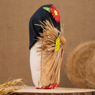 Оберег "Домовой в фуражке с букетом", 16-17см