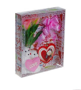 Декор-украшение "Мишка с сердцем" с открыткой (в коробочке)