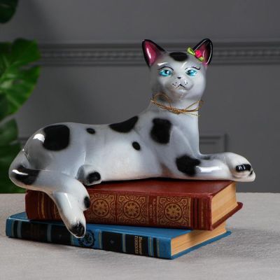 Копилка "Кошка Агнесса" глянец, серая, высота 20 см, микс