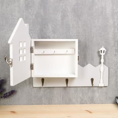 Ключница дерево "Домик с лавандой" 25х29,5х6 см