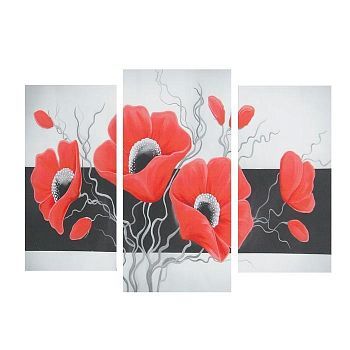 Модульная картина "Красные маки" 25*50 - 2 части, 30*60,  60*80 см