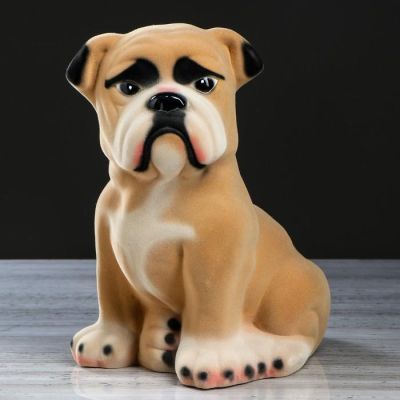 Копилка "Бульдог", флок, бежевый цвет, 31 см