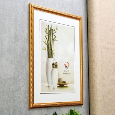 Фоторамка пластик 30х40 "Золотые витки на карамельном" 42,8х32,8х1 см