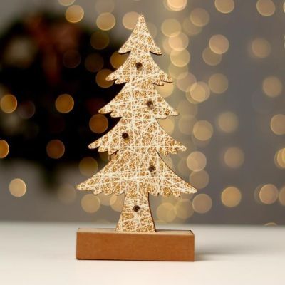 Новогодний декор с подсветкой «Новогодняя ель» 9×5×19 см, белый