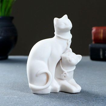 Фигура "Кошки ключик-замочек" 9х7см, белый / мраморная крошка
