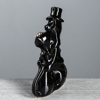 Копилка "Барышня и ковалер", покрытие глазурь, чёрная, 20 см