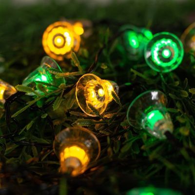 Гирлянда «Нить» 4.5 м с насадками «Колокольчики», IP44, тёмная нить, 30 LED, свечение зелёное/жёлтое, 2 режима, солнечная батарея