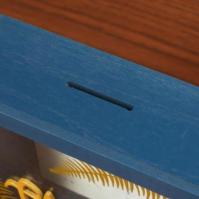 Копилка интерьерная дерево "Мрамор и золотой папоротник" 17,5х17,5х6,5 см