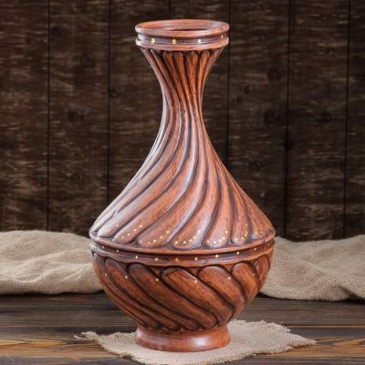 Ваза "Витая", настольная, красная глина, 39 см, микс