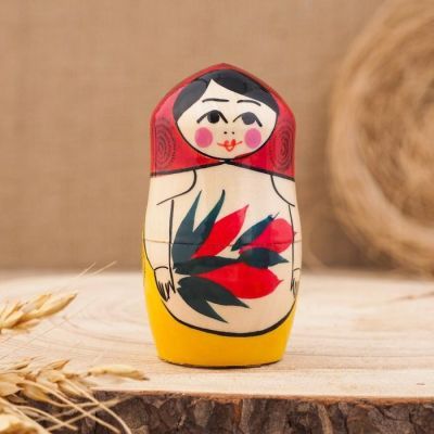 Матрёшка «Семёновская», красный платок, 5 кукольная, 12 см