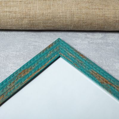 Фоторамка пластик 30х40 см "Пшеница" синяя с золотом 44х34 см