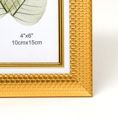 Фоторамка пластик 10х15 см "Золотые кирпичики с белой вставкой" 20х15 см
