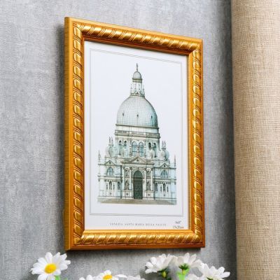 Фоторамка пластик 15х20 см "Золотые полосы на карамельном" 22,8х17,8х1 см