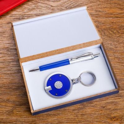 Набор подарочный 2в1 (ручка, фонарик синий)