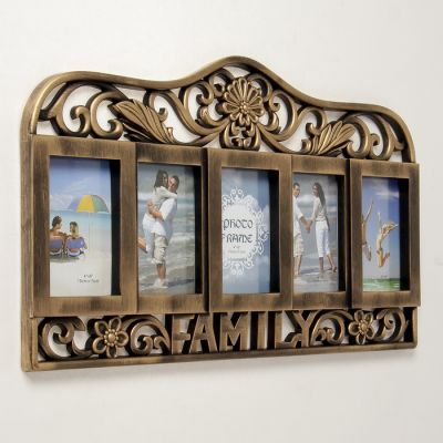Фоторамка на 5 фото 10х15 см "Семейный медальон" тёмное золото 34х59 см