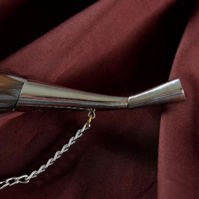 Набор подарочный "Кавказ 2" шашка + 2 рога, мельхиор, деревянные ножны обтянутые кожей