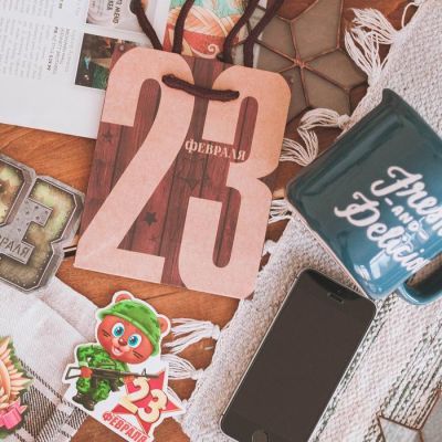 Пакет крафтовый вертикальный «23 Февраля», 12 × 15 × 6 см