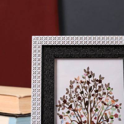 Фоторамка пластик 10х15 см "Золотые крестики" белая с черным 19,5х14,8 см