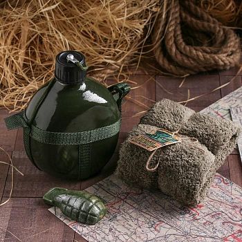 Набор "Только для настоящего мужика", фляжка 1л, мыло 40 г, полотенце