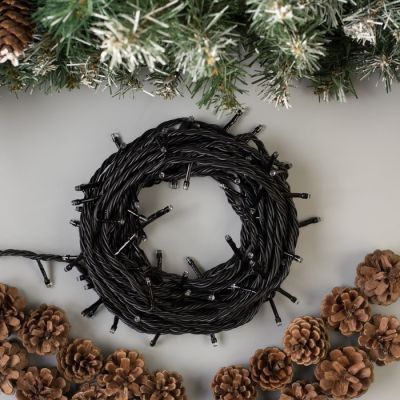 Гирлянда «Нить» 10 м, IP44, УМС, тёмная нить, 100 LED, свечение жёлтое, 220 В