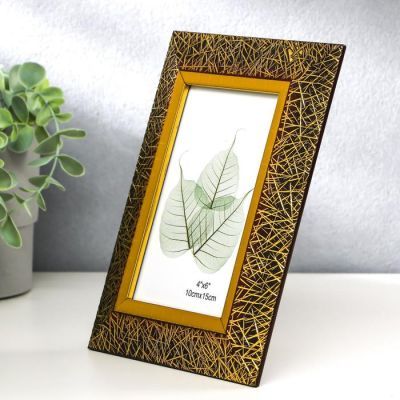 Фоторамка пластик 10х15 см "Золотая паутина на чёрном" 20,7х15,7х1,5 см