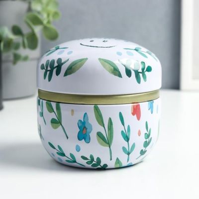 Шкатулка металл "Смайлик в цветах" МИКС 8х8х8 см