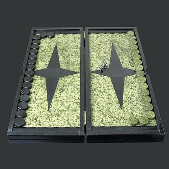 Нарды, с двухсторонней флорентийской мозаикой,  45х52х3 см, змеевик