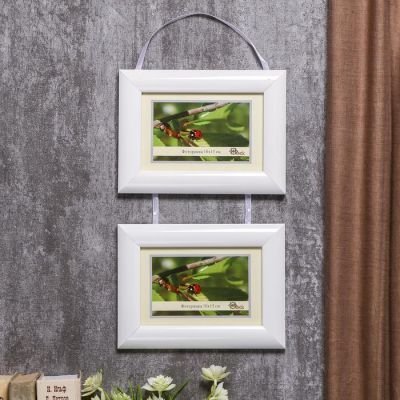 Фоторамка на 2 фото 10х15 см "Двойная на тесьме" белая