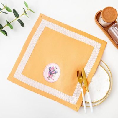 Полотенце в коробке льняное Букет цветов 42х42 см, МИКС