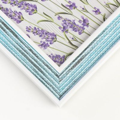 Фоторамка пластик 15х20 см "Плетение" сине-голубая с белой обводкой 23,5х18,5 см