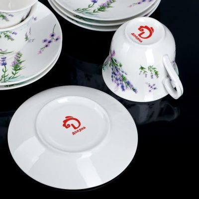 Сервиз чайный Доляна «Лаванда»,12 предметов: 6 чашек 220 мл, 6 блюдец