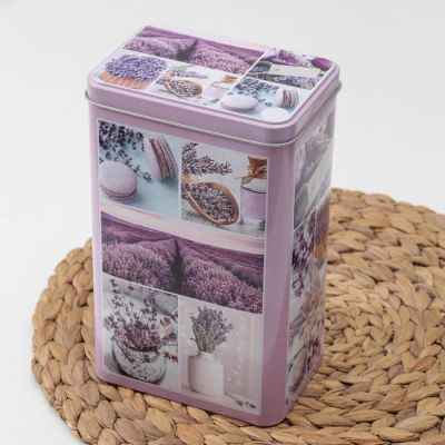 Банка для сыпучих Рязанская фабрика жестяной упаковки «Лаванда», 2,7 л, прямоугольная, МИКС