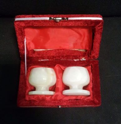 Набор рюмочек из оникса "Бренди" в бархатной коробке (2шт) h-4,5см,d-5см