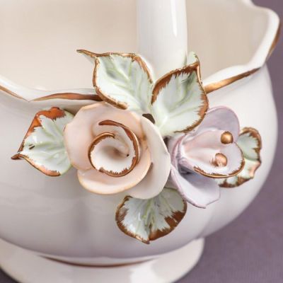 Конфетница "Флоренция", белая, цветная лепка, 20 см, микс