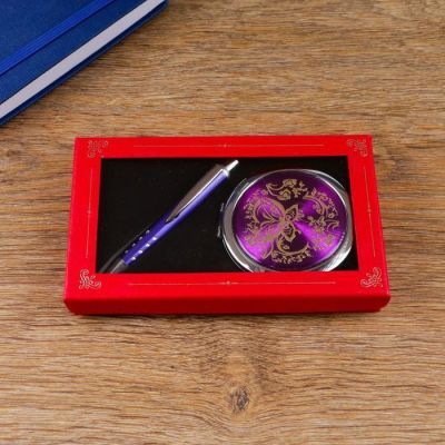 Набор подарочный 2в1 (ручка, зеркало) микс