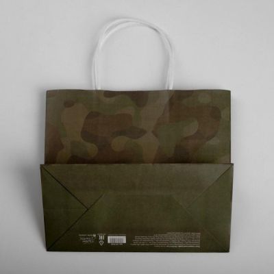 Пакет подарочный крафт «С 23 февраля», 25 х 22 х 12 см