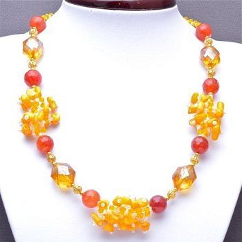 Бусы Агат, хрусталь, коралл "Пляж" арт.ВАС-1140