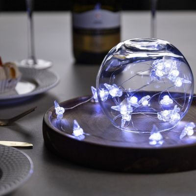 Гирлянда «Нить» 2 м роса с насадками «Снежная ёлочка», IP20, серебристая нить, 20 LED, свечение белое, 2 режима, ААх2