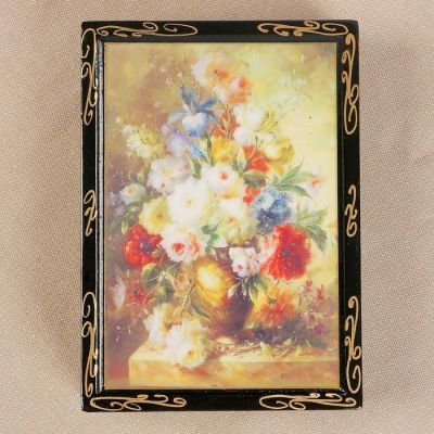 Шкатулка «Букет цветов», 10×14 см, лаковая миниатюра