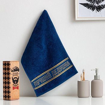 Полотенце махровое "Лучший дедушка" 30х60 см, хлопок 100%, 360 гр/м2