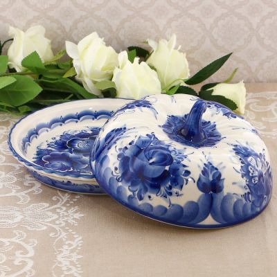 Блюдо «Блинница Тыква», гжель