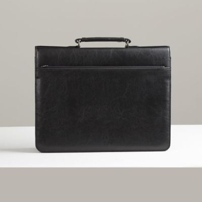 Сумка-портфель мужская на молнии, 2 отдела, цвет чёрный