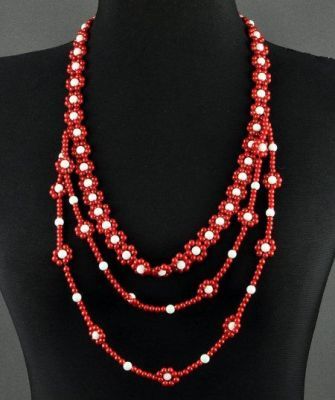 Бусы Кахолонг, прес.коралл "Китайская сказка" арт.БУГ-460