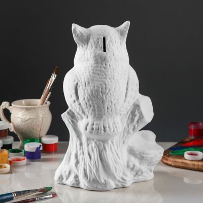 Копилка -раскраска "Сова с совятами", под роспись, 33 см